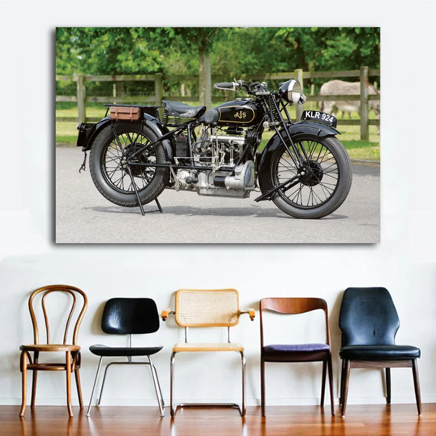 Мотоцикл классический винтажный Ретро гонки постеры Настенная картина Шелковый