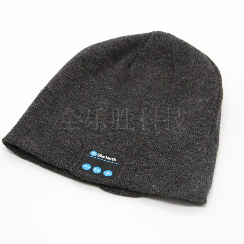 Gray beanies Мужские шапки, беспроводные Bluetooth наушники, музыкальная шапка, умные шапки, гарнитура, теплые шапочки, зимняя шапка с динамиком, микрофон, спорт - Цвет: Gray beanies