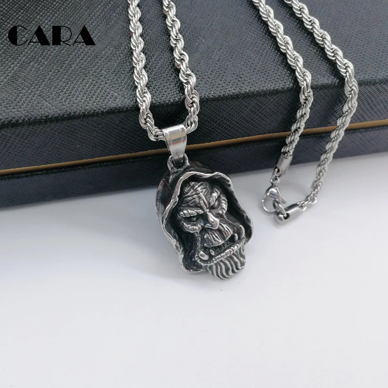 Мужская подвеска CARA винтажная серебряная модная gothetic apes ювелирное изделие