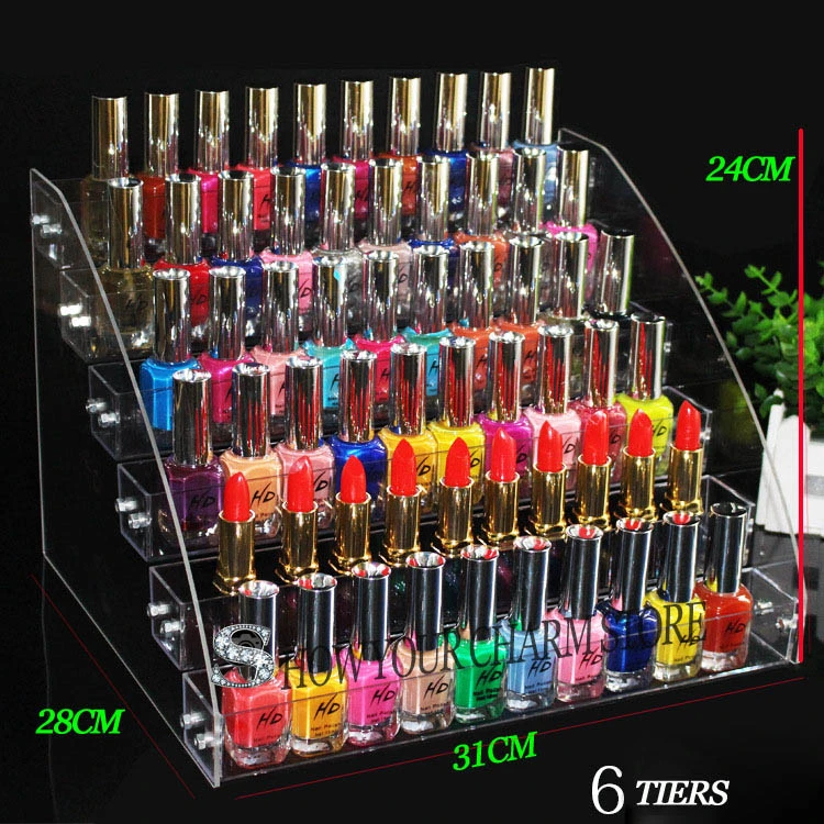 New 4-7 Tiers Acrylic Clear Cosmetic Varnish Display Stand Rack Holder Removable Nail Polish shelves Women Makeup Organizer Case |