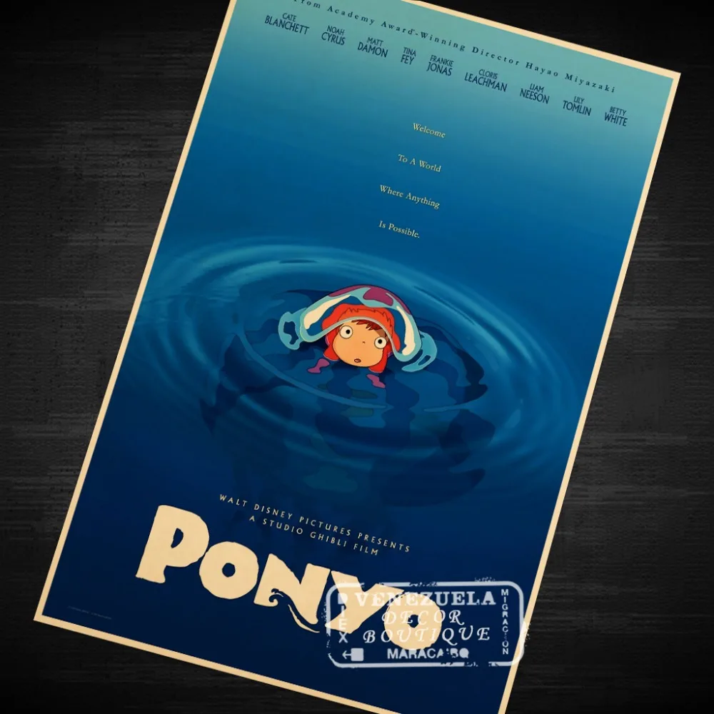 Ponyo милая девушка мультфильм фууризм арт в стиле минимализма винтажный Ретро