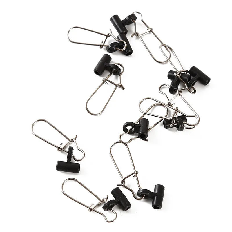 10pcs/set Fishing Sinker Slip Clips Plastic Head Swivel With Hooked Snap Anti-wrap Pin Balance Hook Slide Accessories | Спорт и