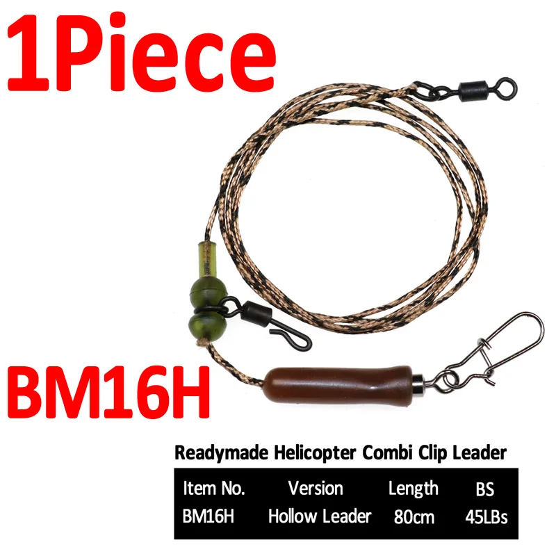 1 piece BM16H Bimoo 1 шт. 45LB готовые Карп Рыбалка Лидер Rig Line Combi Rig Safty клип вертолет Rig бег Rig полые и привести Core - Цвет: 1 piece BM16H