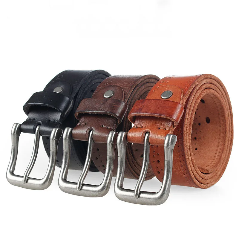 Мужской кожаный ремень из натуральной воловьей кожи коричневого цвета|mens leather belt