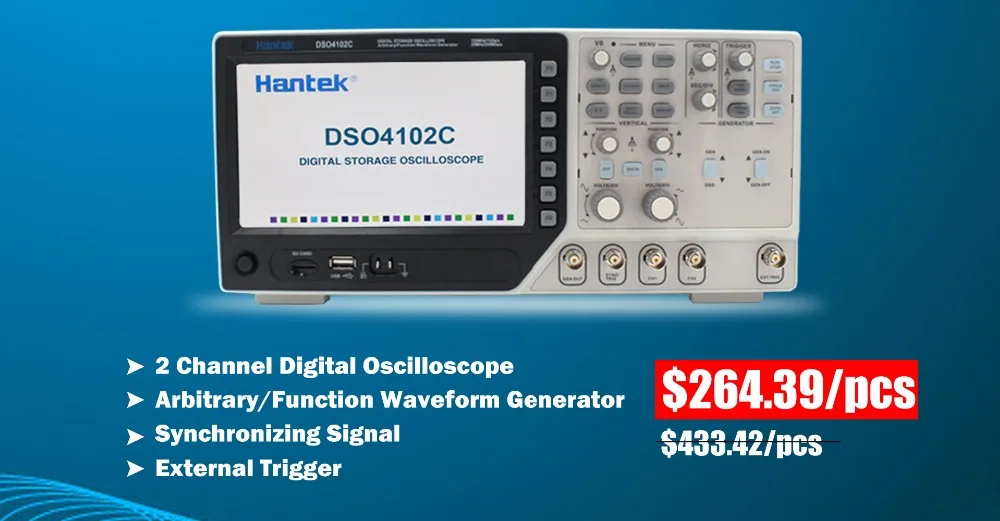 Hantek DSO4254C цифровой осциллограф 250 МГц 4 канала ЖК-дисплей USB осциллографы 7 дюймов ручной портретный Osciloscopio