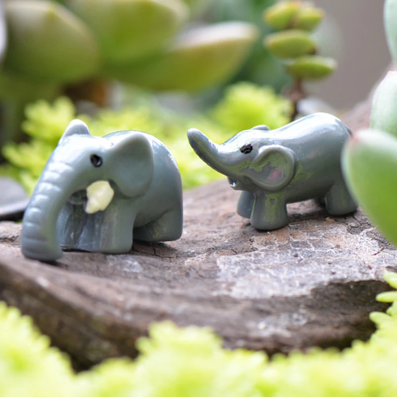2 милых слона в горшке фигурка стеклянный контейнер из смолы сказочное украшение