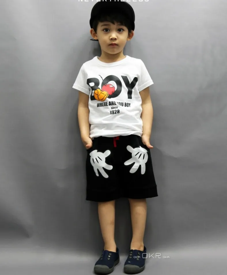 Комплект детской одежды для мальчиков комплекты с Микки-Маусом детская летняя