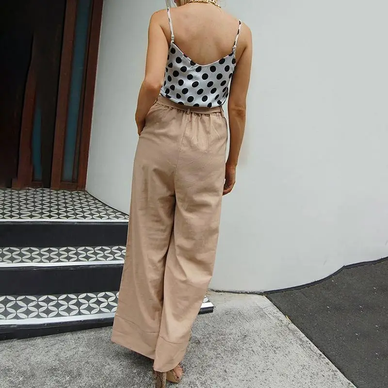 Плюс Размеры Celmia в горошек Топы с принтом Для женщин Сексуальная ремень без рукавов с v-образным вырезом майка Кнопка кружева Повседневное рубашки женские вечерние Blusas Mujer