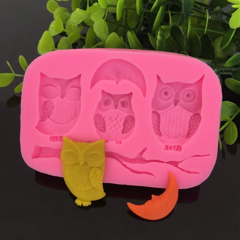 Симпатичные совы Луна силиконовая форма Дизайнер DIY штукатурка бетон 3D стеновая