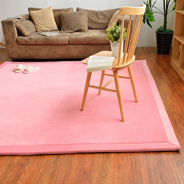 PINK Детские блестящие Коврики 2 см, прямоугольные коврики, 3 размера, Коралловое Флисовое одеяло, коврик для гостиной, татами, спальни, чайный столик, коврик - Цвет: PINK