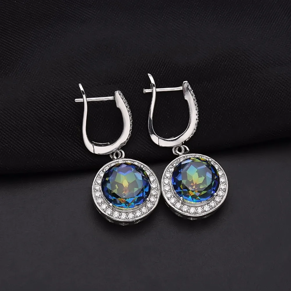 Gem's Ballet 9.58Ct Винтажные висячие серьги натуральный Blueish мистический кварцевый камень 925 пробы серебро для женщин Свадебные серьги