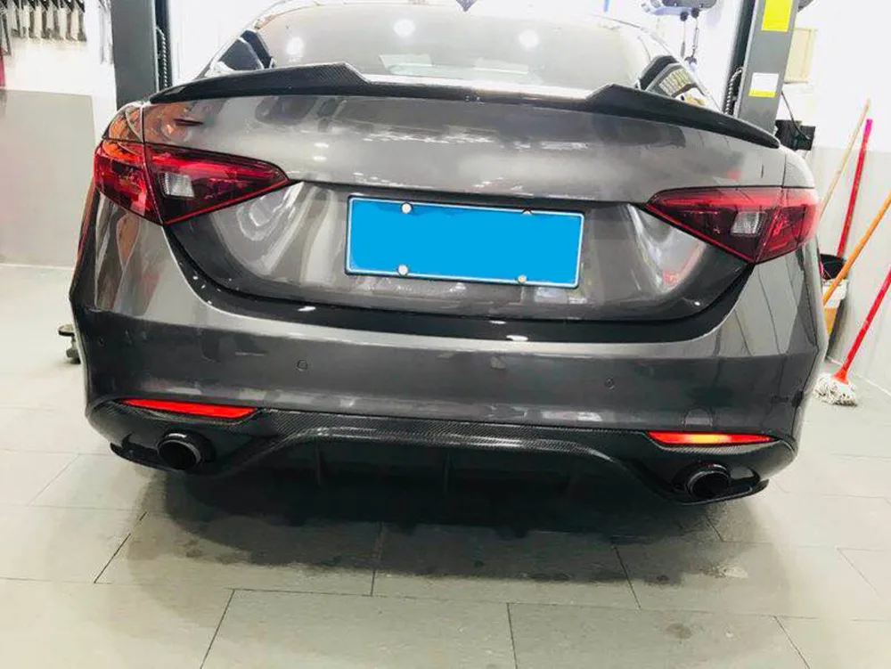 Спойлер из углеродного волокна задний диффузор для багажника черная отделка Alfa