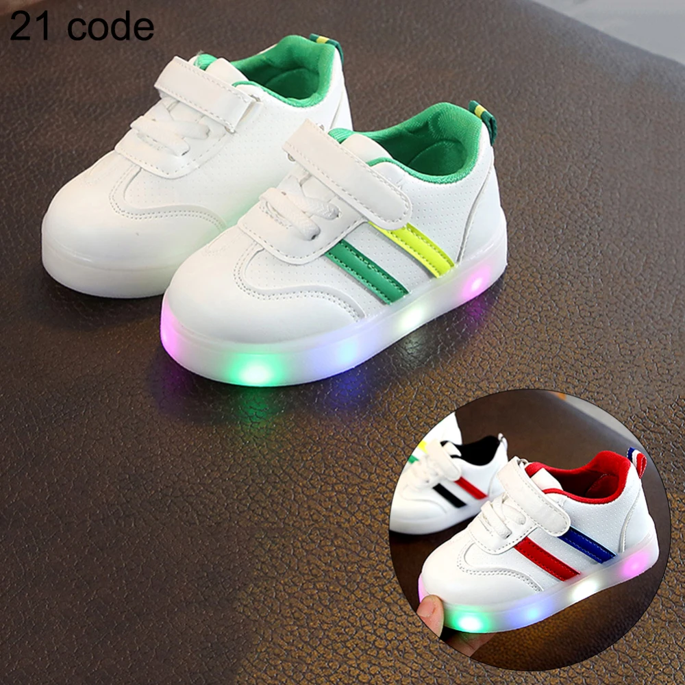 Asia Size New Kids shoes Led shoes Casual Sport Running Shoes Sneakers Children Luminous Shoes Boys Girls Stripe Baby Non-slip Sneakers - Цвет: Asia Size