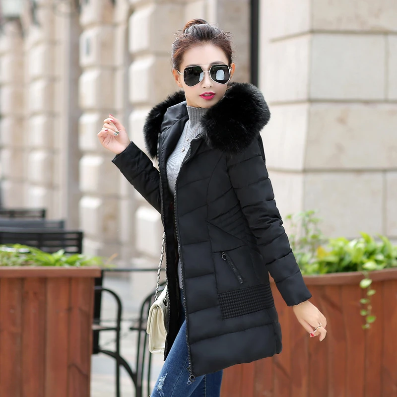 Новинка 2017 зимняя женская мода большой меховой воротник с капюшоном хлопковой