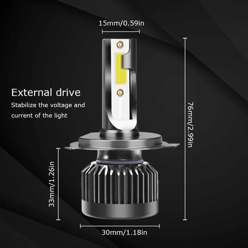 Led Headlight Bulbs H4 All-In-One Conversion Kit High/Low Beam Extremely Bright 6000K White 12000 Lumens | Автомобили и мотоциклы