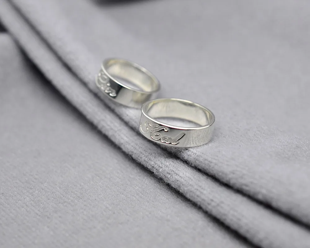 Персонализированные обручальное кольцо набор Выгравируйте имя первоначального