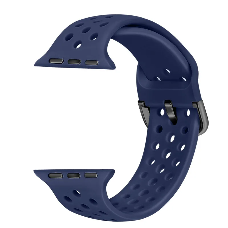 Совместимый резиновый ремешок для Apple Watch 4 5 40 мм 44 мм мягкий силиконовый спортивный дышащий ремешок для iWatch серии 5 4 3 2 1 38 мм 42 мм
