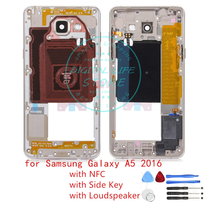 Рамка средней лицевой панели для Samsung Galaxy A5 2016 A510 двойная металлическая средняя