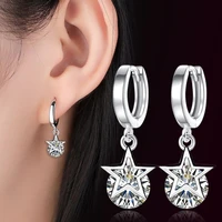 nehzy 925 sterling silver jewelry woman luxury five pointed star cubic zirconia brand tassel ear buckle fashion simple retro