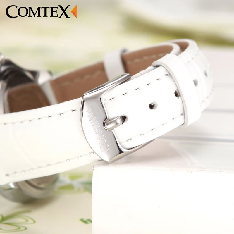 Comtex Для женщин часы с перламутровым циферблатом и белая кожа бабочка модные