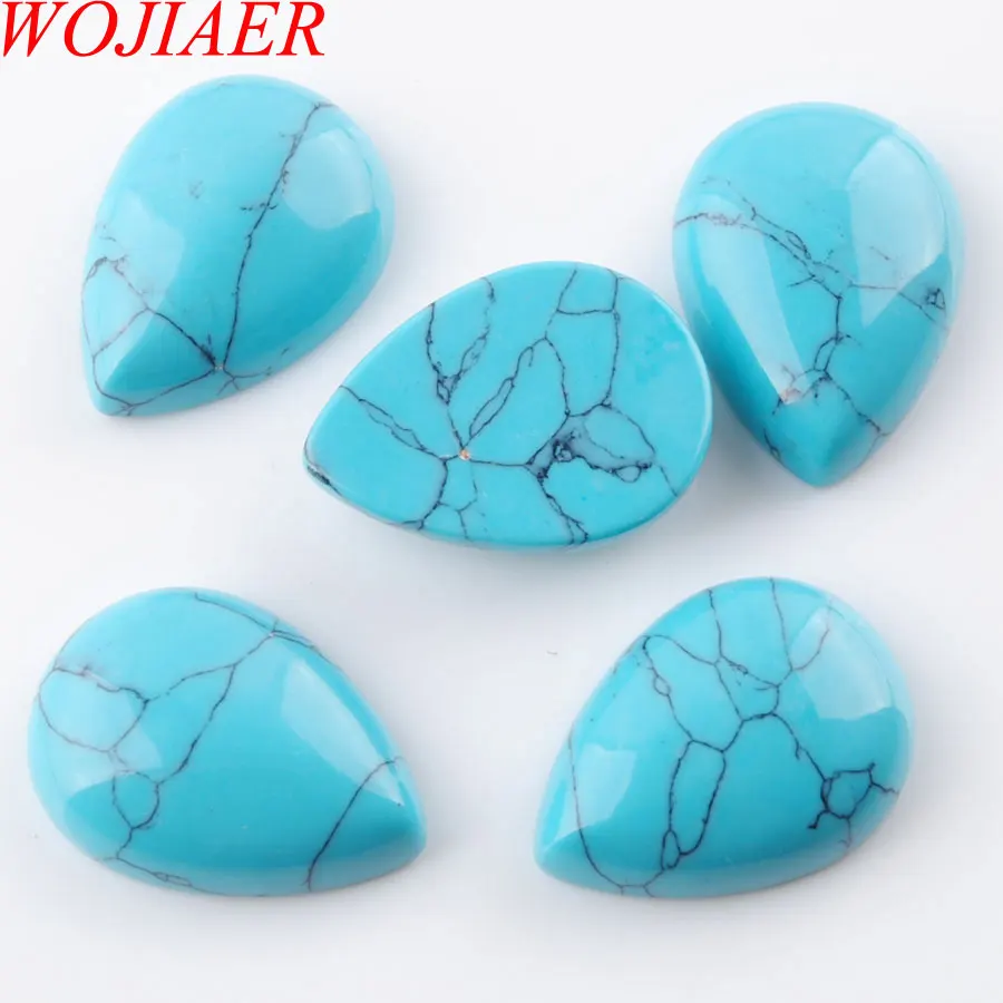 Turquoise PU3230 WOJIAER натуральный драгоценный Камень Каплевидный кабошон кабина без отверстия 18x25x7 мм ювелирных изделий 5 шт. PBU324 - Цвет: Turquoise PU3230