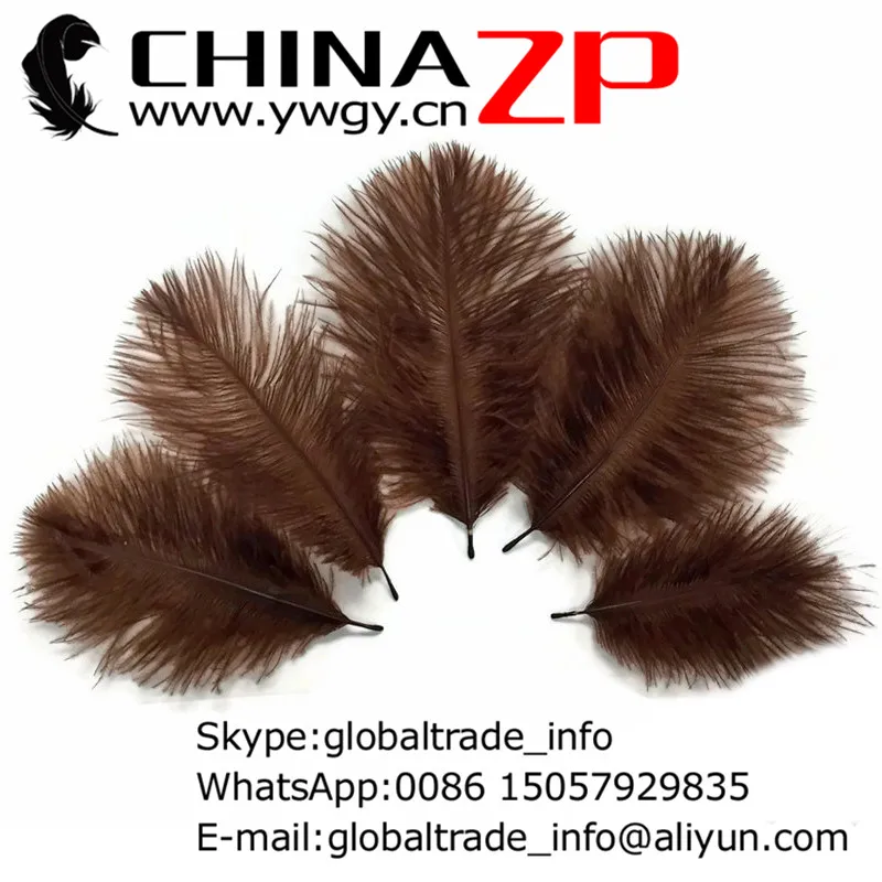 

CHINAZP Factory 15-20cm(6-8inch) 500pcs/lot Cheap Wholesale Dyed Brown Ostrich Confetti Feathers