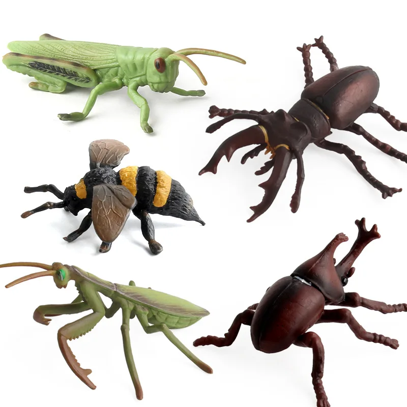 8 teile/набор insekten spielzeug marienkafer grasshopper mantis bee spielzeugfiguren ПВХ яруса модель bilding