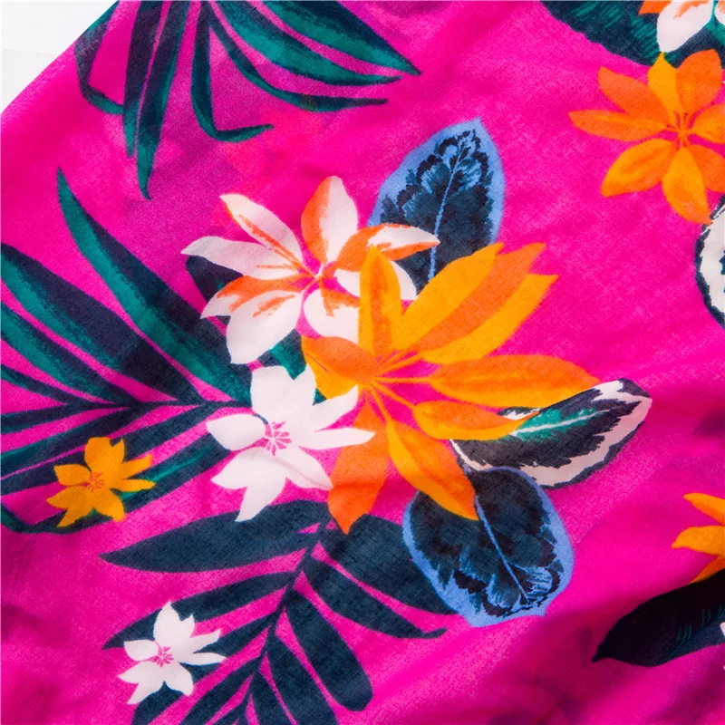 New 2021 Luxury Brand Cotton Scarf Women Shawls and Wraps Fashion Rose Red Floral Scarves Wrap Neck Foulards Muslim Hijab Sjaal |
