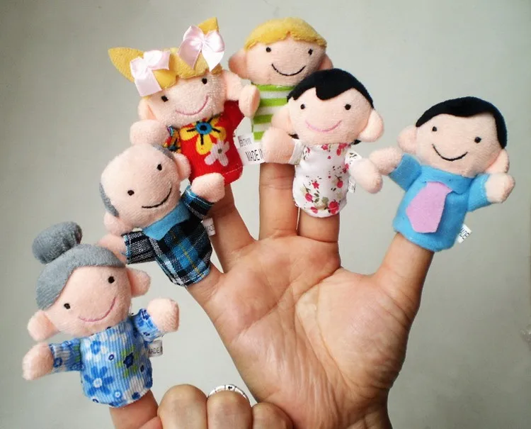 6PCS/lot Family Style Velvet Finger Puppet Play Learn Baby Toys Cute Cartoon Puppets | Игрушки и хобби