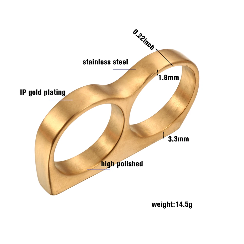 

Fashion Double Rings Design Rings for Men Women Punk Style Stainless Steel Double Finger Rings Jewelry