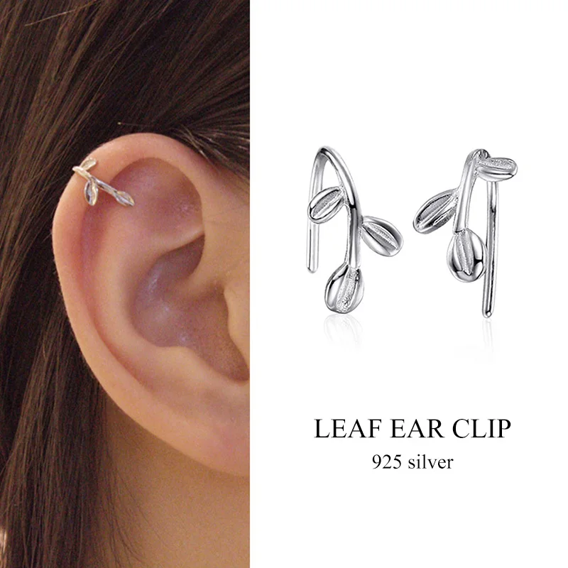 КАСИЮ серьги из серебра 925 для женщин модные маленькие свежие листья сладкий темперамент клипсы на листья.
