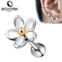 body punk 16g ear cartilage earrings studs surgical steel flower helix tragus earrings piercing for women girl wholesale