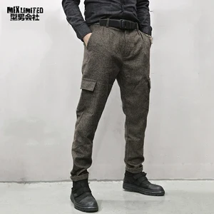 Брюки мужские шерстяные, повседневные, с карманами, в британском стиле, прямые, на молнии, K928