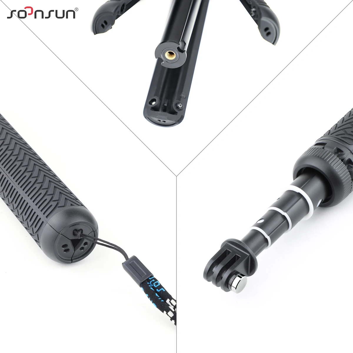 SOONSUN 3в1 складной штатив, выдвижной монопод, ручной захват, селфи-Палка для GoPro Hero 5 6 7 8 для DJI OSMO, карманные аксессуары