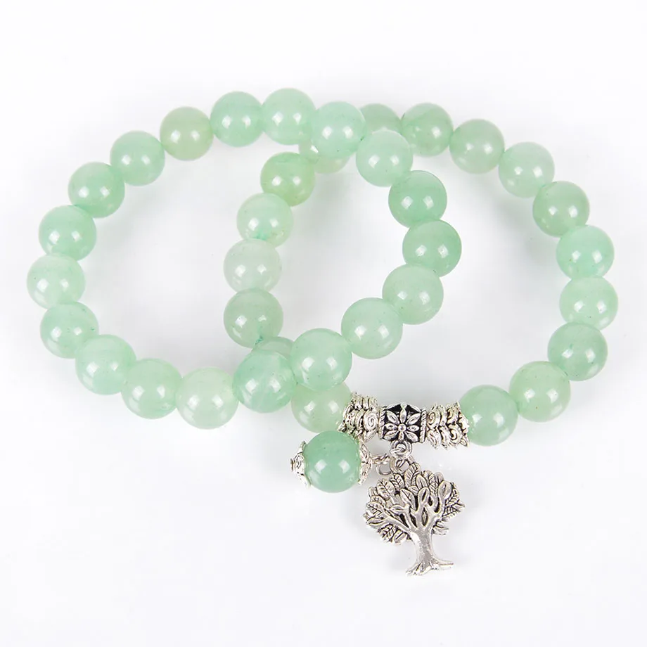 Браслеты из натурального халцедона круглые ювелирные украшения светло зеленого