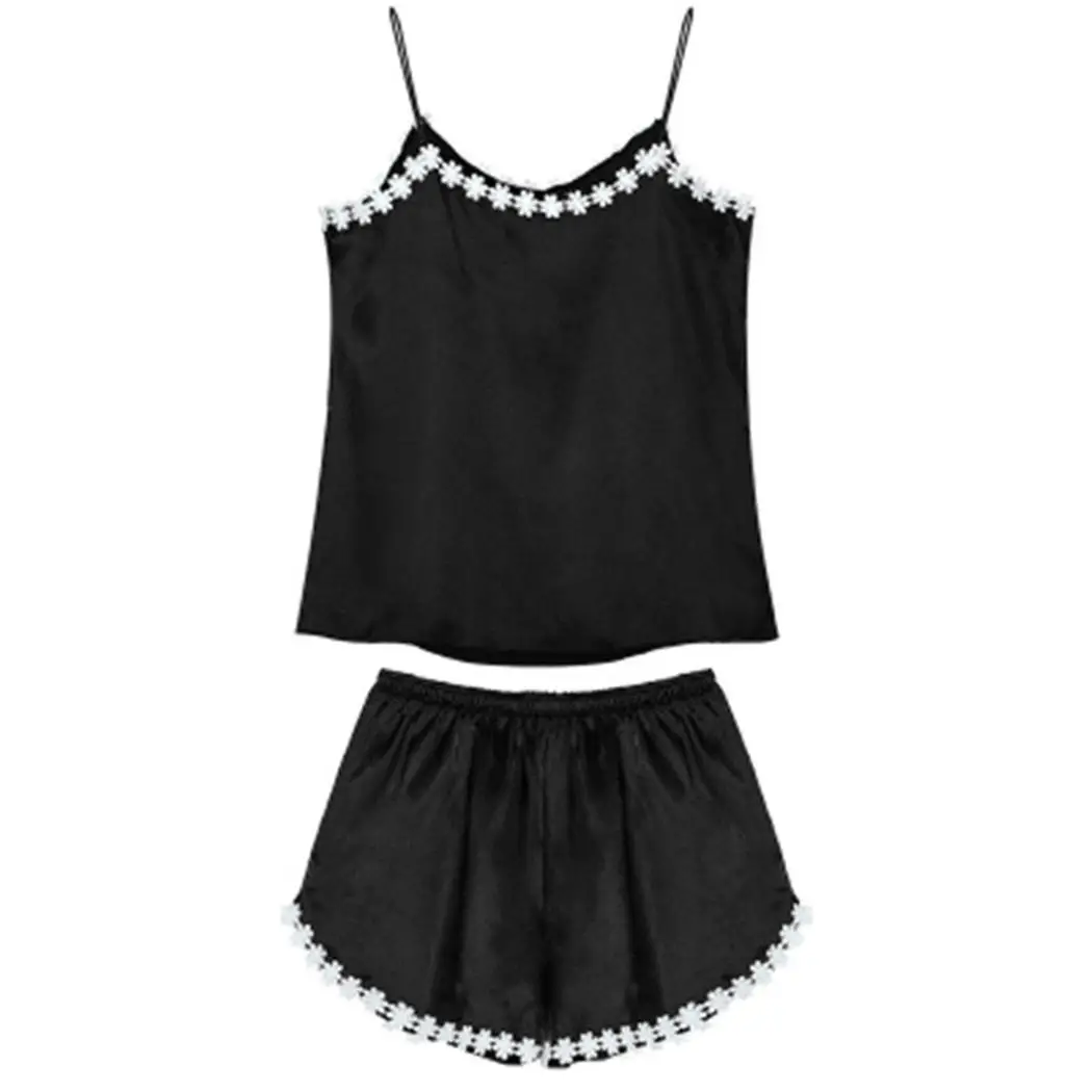 None цветочный Комплект слинг модные пижамы Лоскутная Талия Высокая o-образным