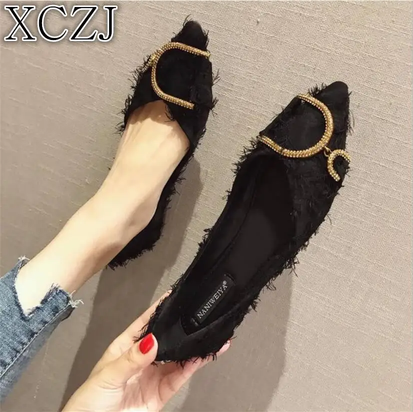 XCZJ Тонкие Туфли женские 2019 новые туфли летние дикие остроносые на плоской