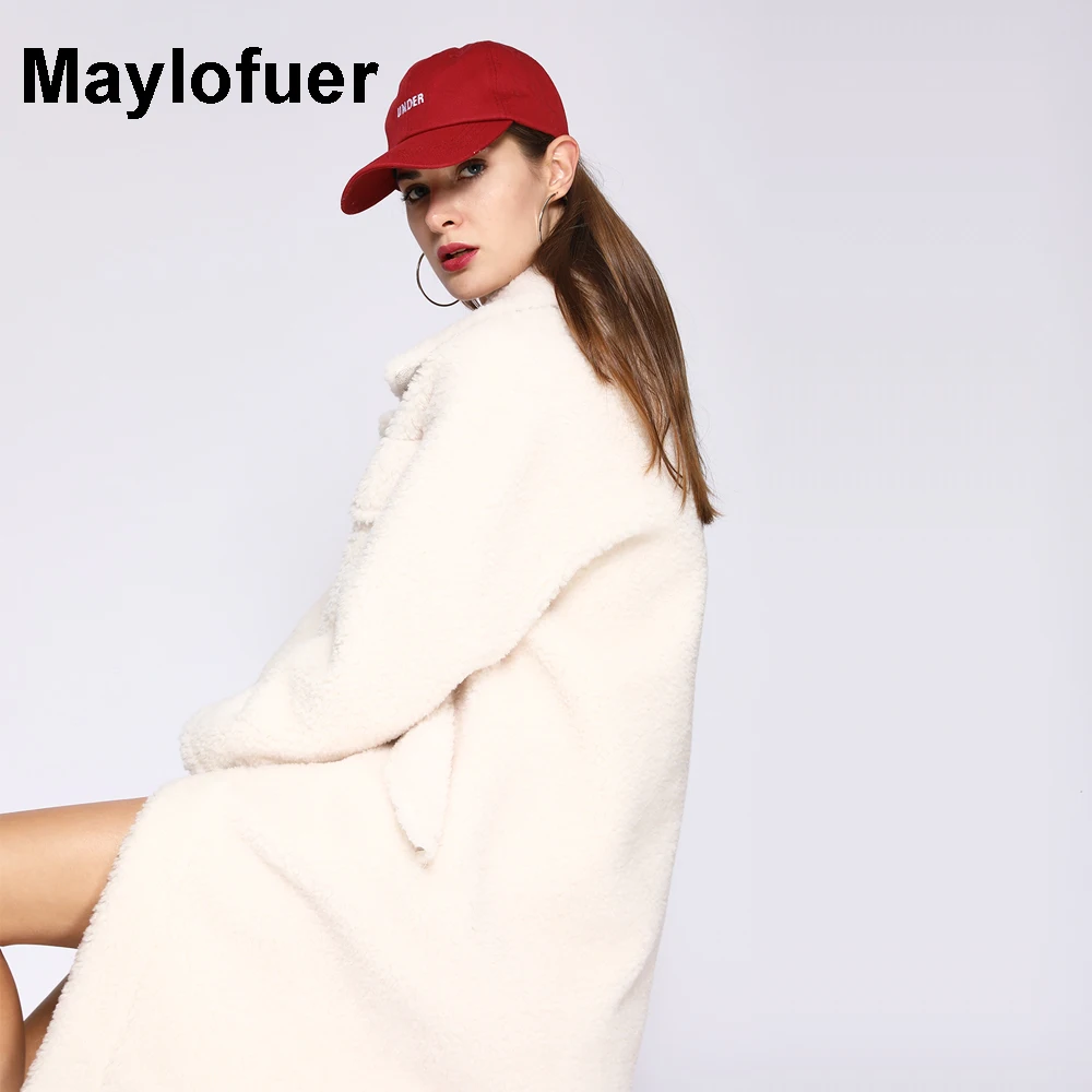 Maylofuer Длинная натуральная шерстяная шуба из натурального меха ягненка Куртка в стиле Тедди Модные пальто из овечьей шерсти