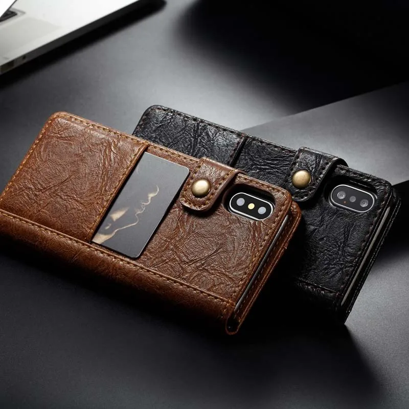 CaseMe Luxury Leather Stand Case For iPhone X Magnetic Phone Cover Multifunction Flip Wallet Card Slot Cases iPhoneX | Мобильные