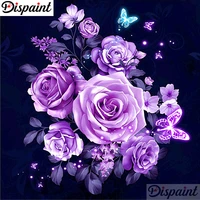dispaint squareround drill 5d diy diamond painting purple flower embroidery cross stitch full rhinestone decor a10483