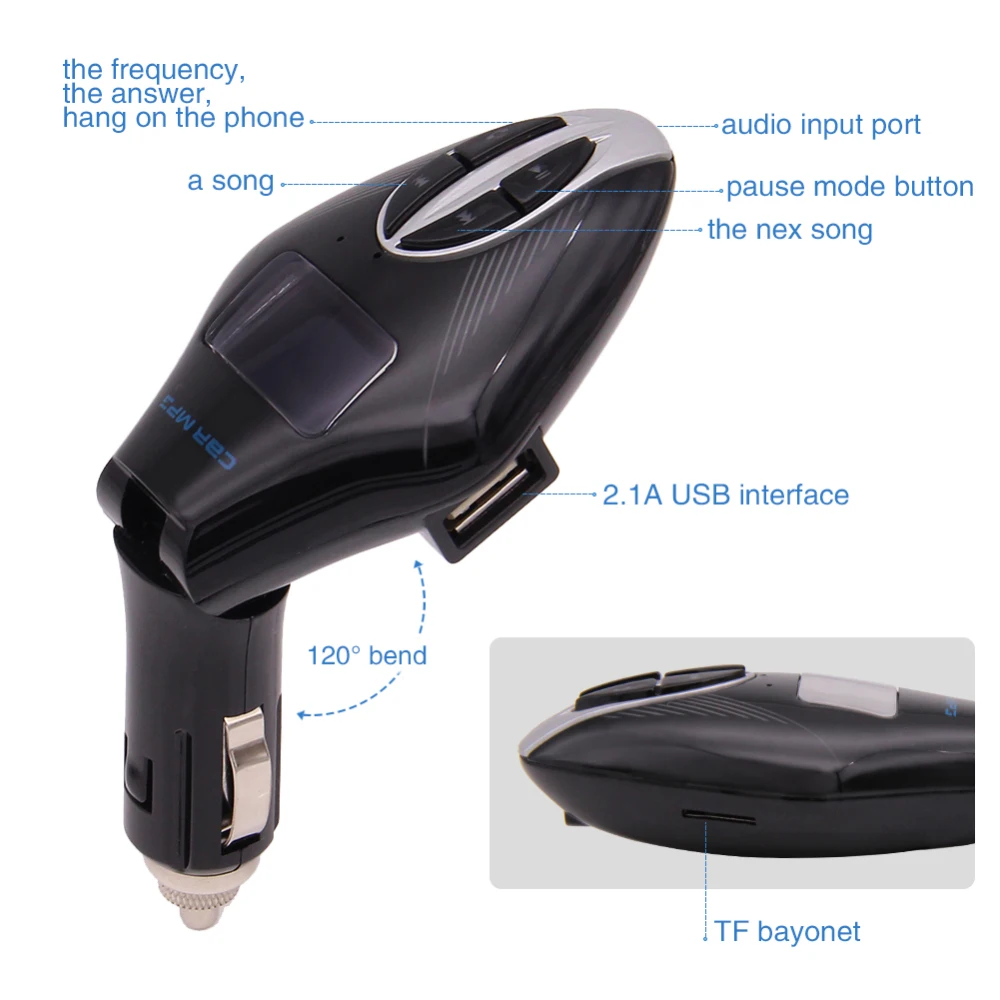 Ohater Bluetooth автомобиля mp3 плеер fm-трансмиттер USB Автомобильное зарядное устройство беспроводные Hands Free Bluetooth fm-трансмиттер