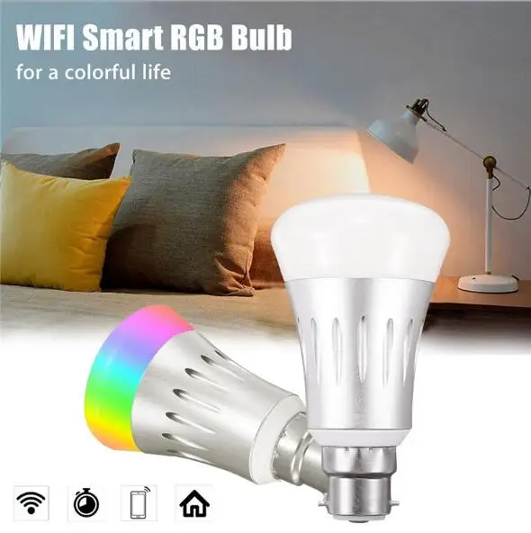 Умная Светодиодная лампа RGBW 7 Вт Wi Fi E27 B22 с поддержкой изменения цвета RGB|lamp rgb|wifi led