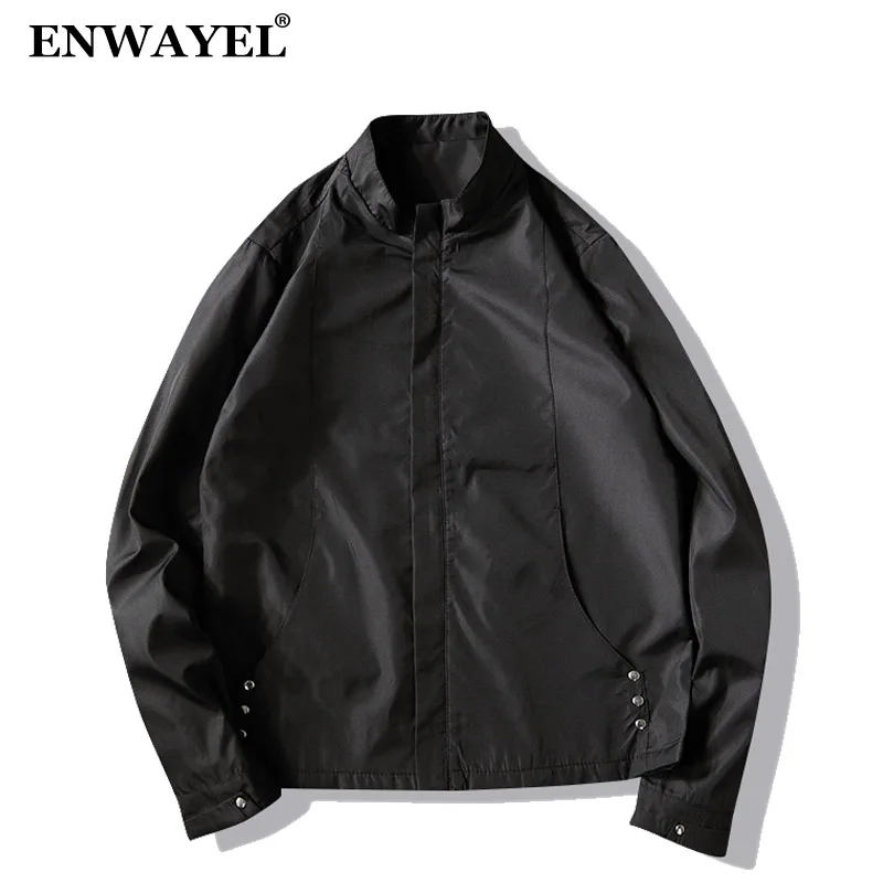 ENWAYEL 2018 осенние тонкие повседневные куртки Для мужчин пальто мода Slim Fit ветровка
