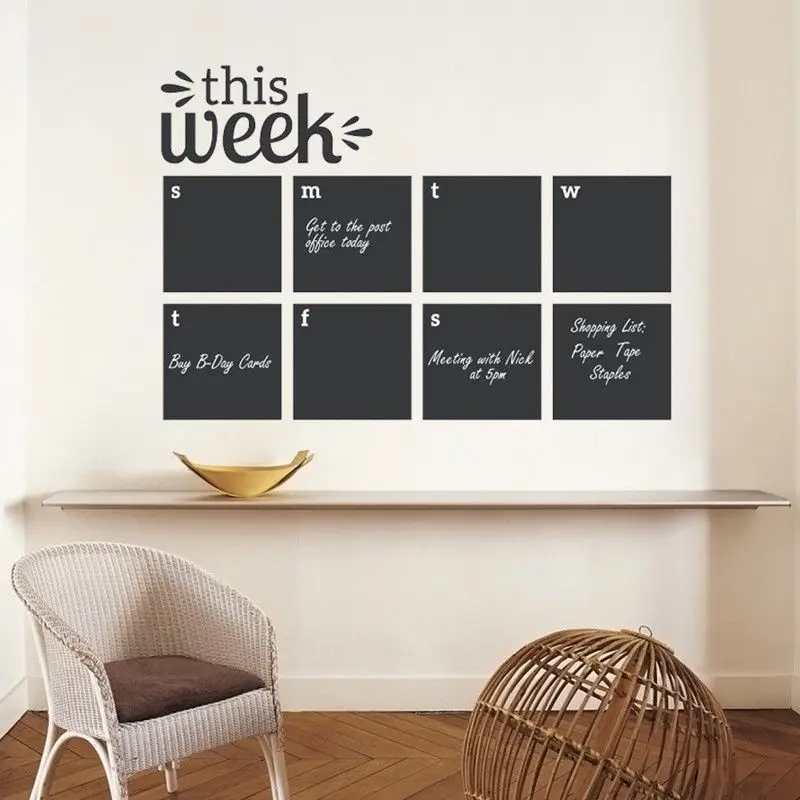 

This Week Memo Vinyl Wall Sticker Office Classroom Decor Blackboard Calendar Design Wall Poster Reusable Vinyl Wall Decal AZ062