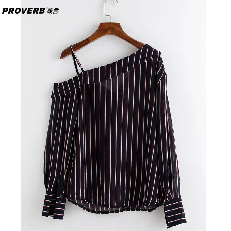 PROVERB Casual Women's Holiday Active Full Striped Off Shoulder One Shew Collar |