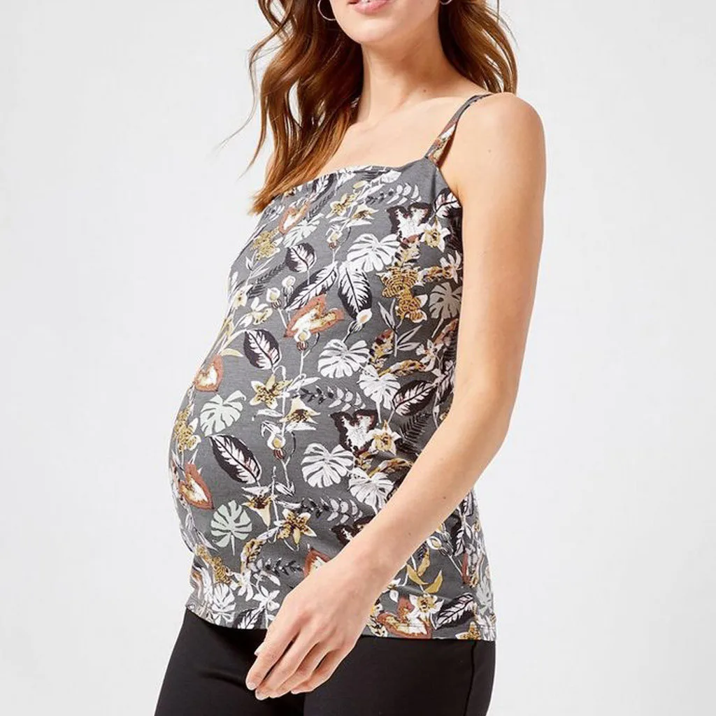 Топ для кормящих женщин летний цветочный принт элегантный безчерный жилет