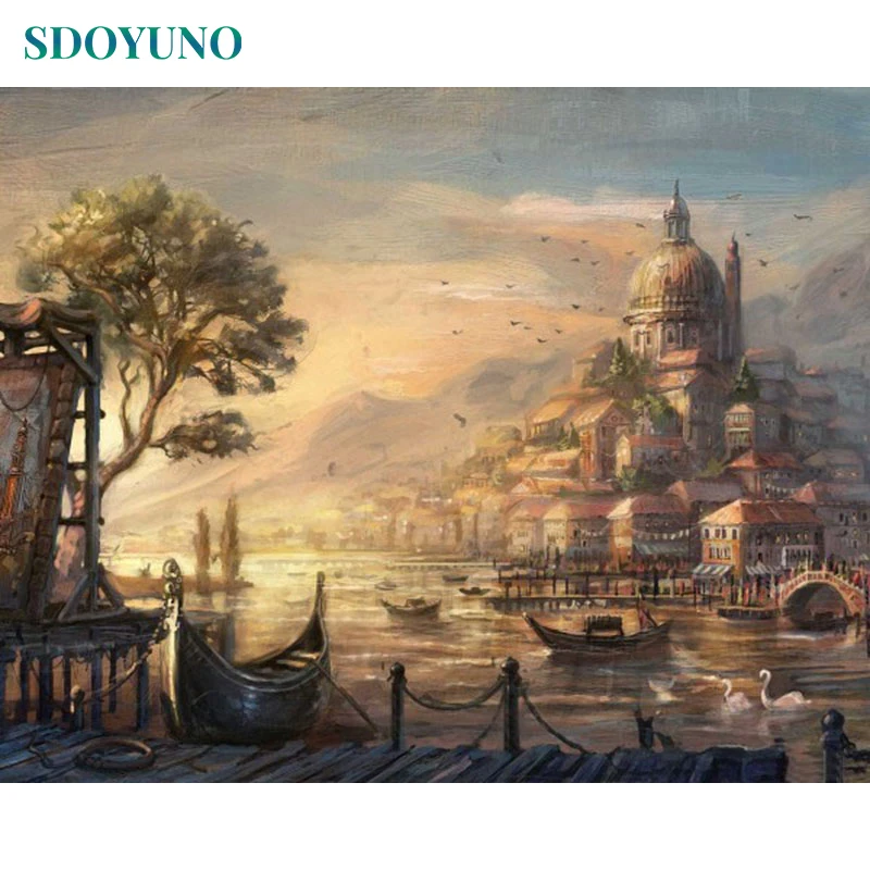 SDOYUNO 40x50 см картина Сделай Сам без рамки комплекты номеров пейзаж акриловая окраска картины по номерам раскраска по номерам декор для дома рисование по номерам подарок для домашнего декора