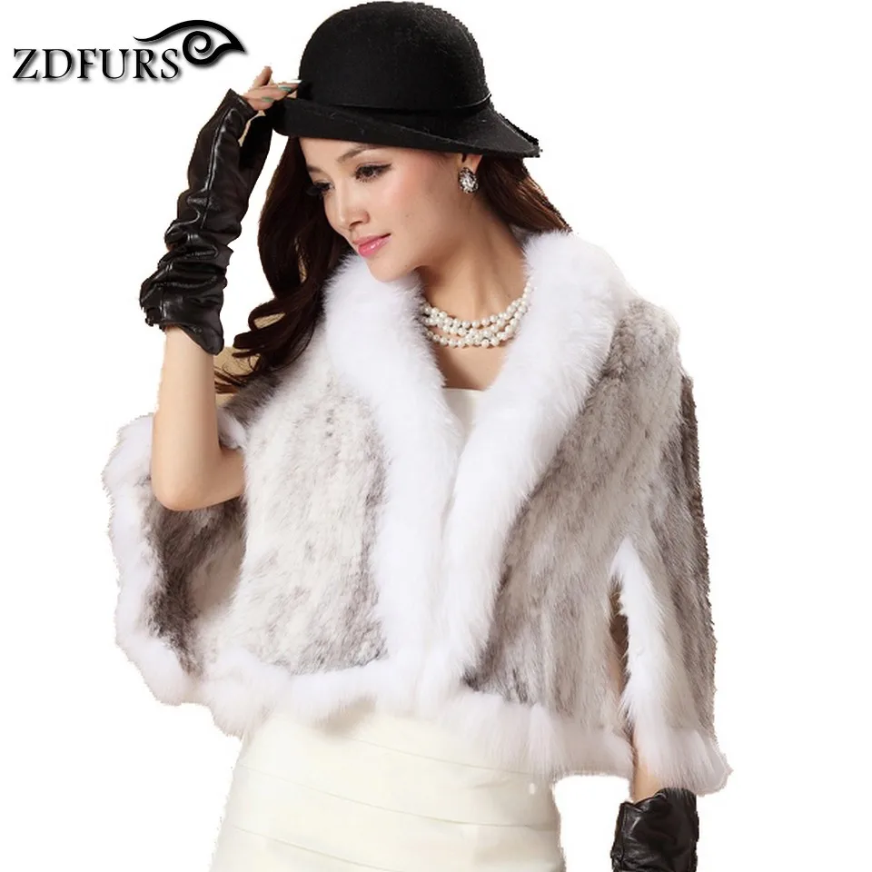 ZDFURS* Новая натуральная вязаная норковая шаль пончо с лисой Обрезка настоящая норковая Меховая куртка модная женская ZDKM-166001