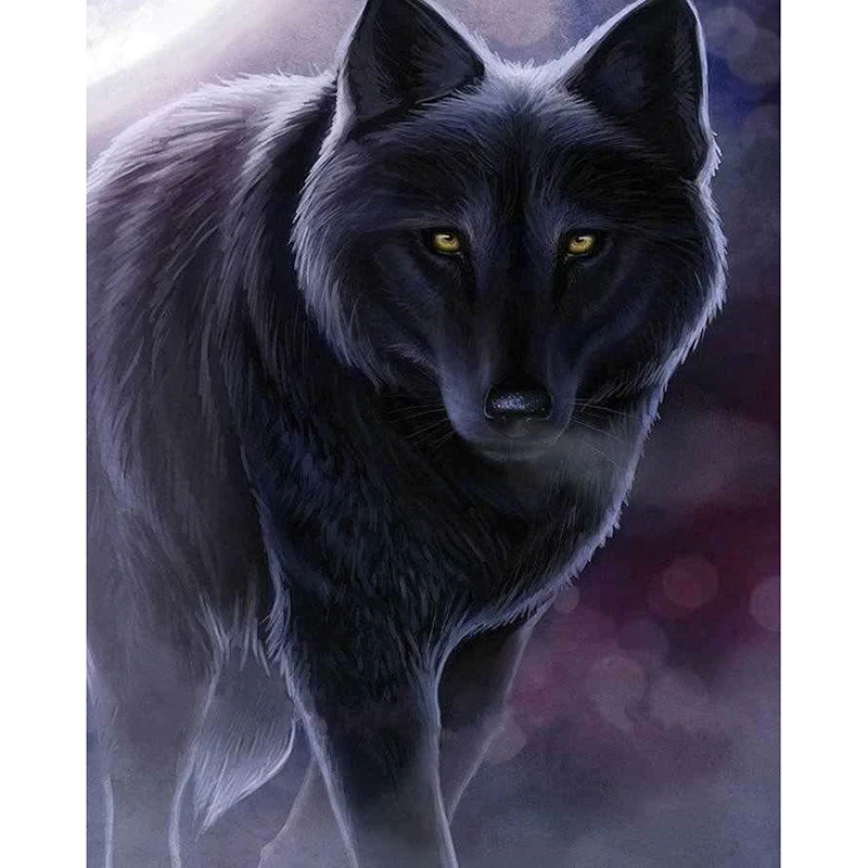 

5D Diy diamond painting cross stitch "Black wolf" Full Round Diamond embroidery Needlework Rhinestone Mosaic Crafts 10-2