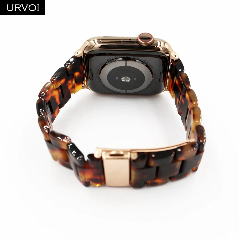 Ремешок URVOI для Apple Watch series 54 321, браслет со звеньями, 3 ряда, полимерный ремешок для iWatch, модный, дизайнерский, прочный, на запястье, 38, 40, 42, 44 мм
